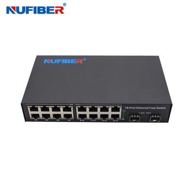 OEM Gigabit SFP Ethernet Switch 2*1000M SFP на 16*10/100/1000Mbps RJ45 Порт DC12V питание